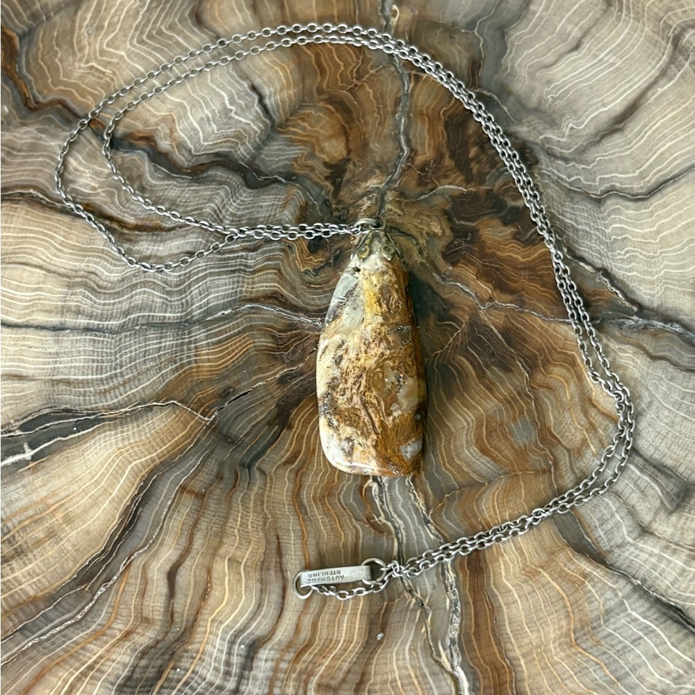Automade Sterling Silver Chain with Desert Jasper Necklace Circa ‘34 - ‘72 - Picture 4 of 7